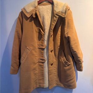 Vintage Arthur Jay Women's Tan Coat with Cream Lining sheep skin
